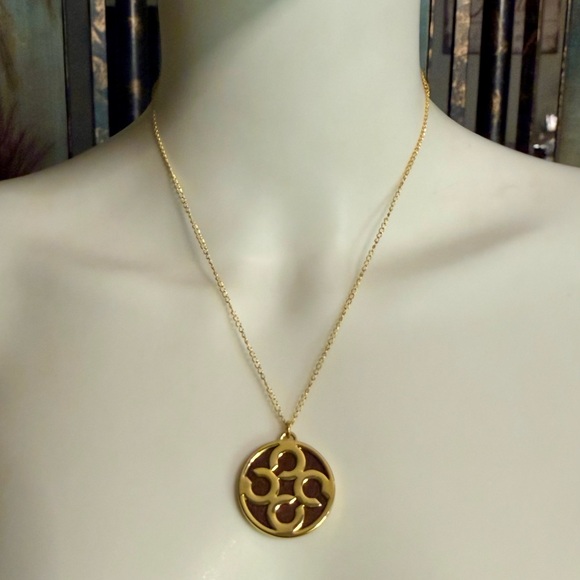 Coach Jewelry - Coach Large Signature C Wood Inlay Pendant 18k/.925 Necklace